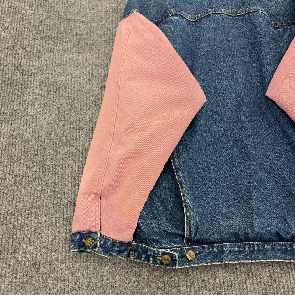 Vintage Structure Jacket Mens S Blue Pink Cotton Denim Colorblock Reversible 90s